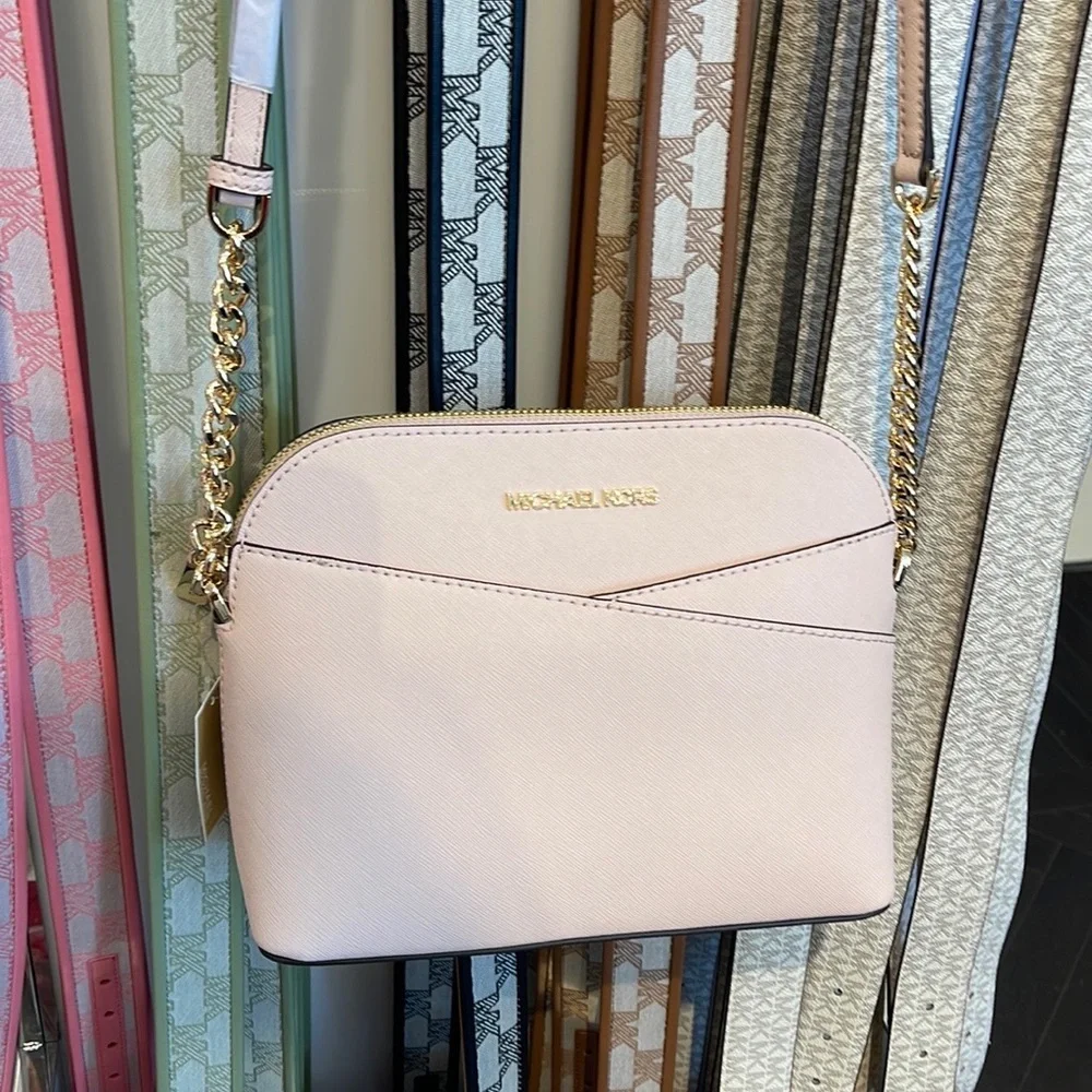 MICHAEL KORS Jet Set Travel Medium Dome Crossbody Bag Powder Blush  NWT